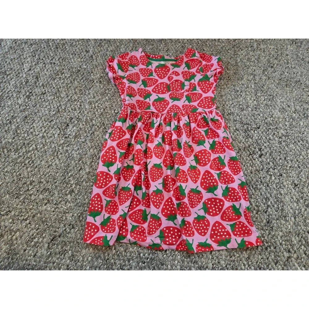 Mini Boden Girls Pink Strawberry Fruit Short Sleeve Cotton Jersey Girls 8-9